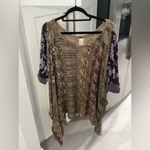 Free People Brown and Purple Tunic Top